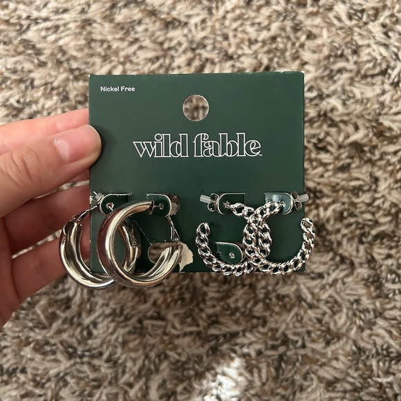 Wild Fable Silver Hoop & Chain Earrings – 2 Pairs – Nickel Free – New in Package - Picture 4 of 4